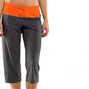 Lululemon Step Lively Crop Pants Gray Orange Swift Adjustable Length Size 4